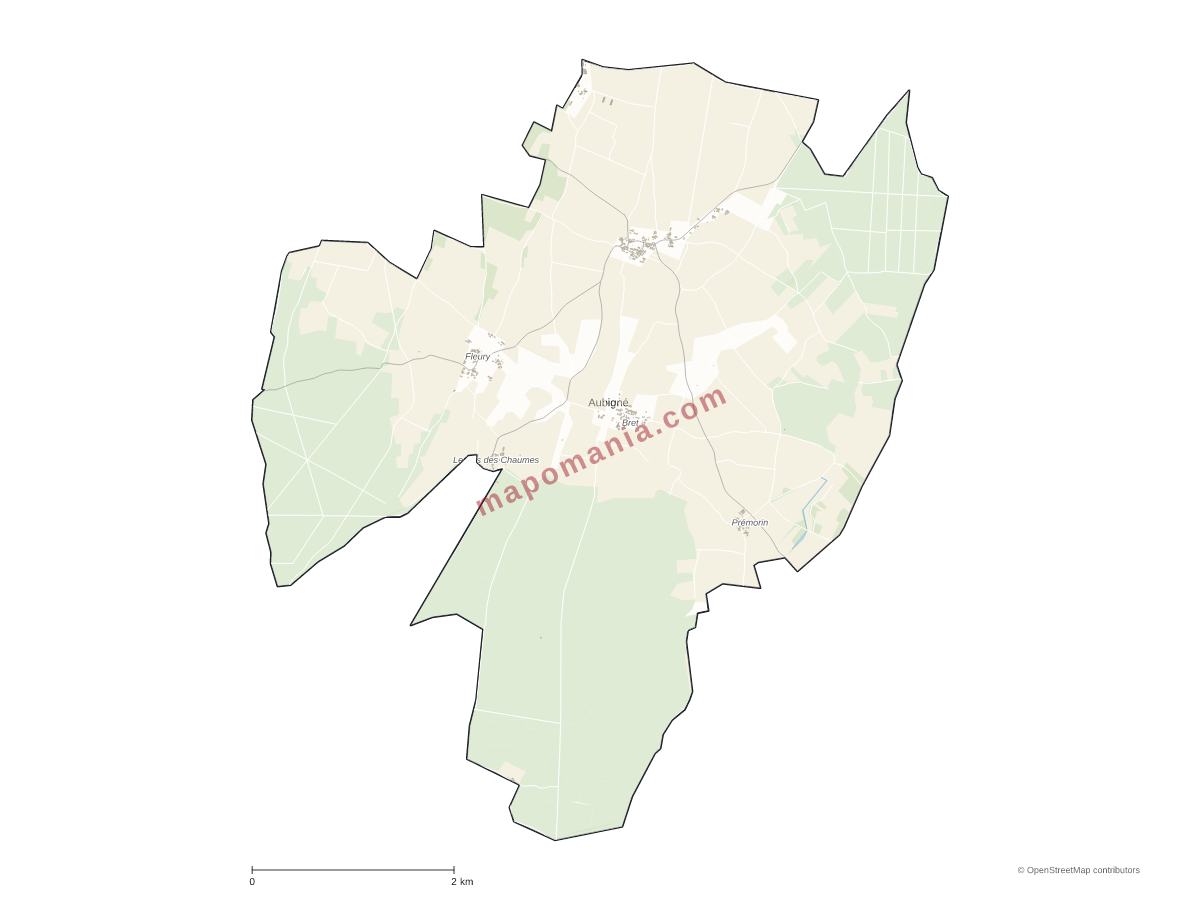 Carte de Aubigné à personnaliser