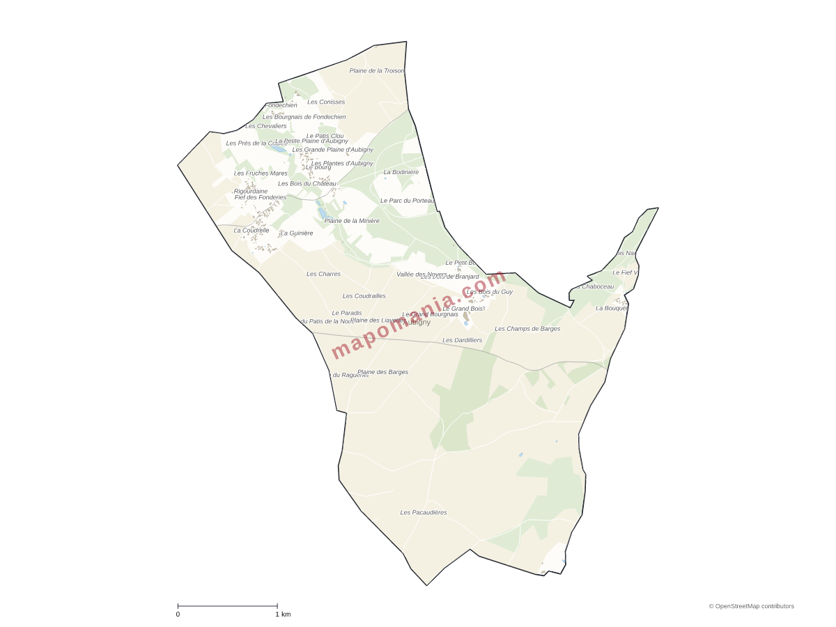 Carte de Aubigny à personnaliser