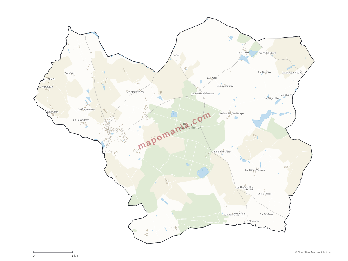Carte de Beaulieu-sous-Parthenay à personnaliser