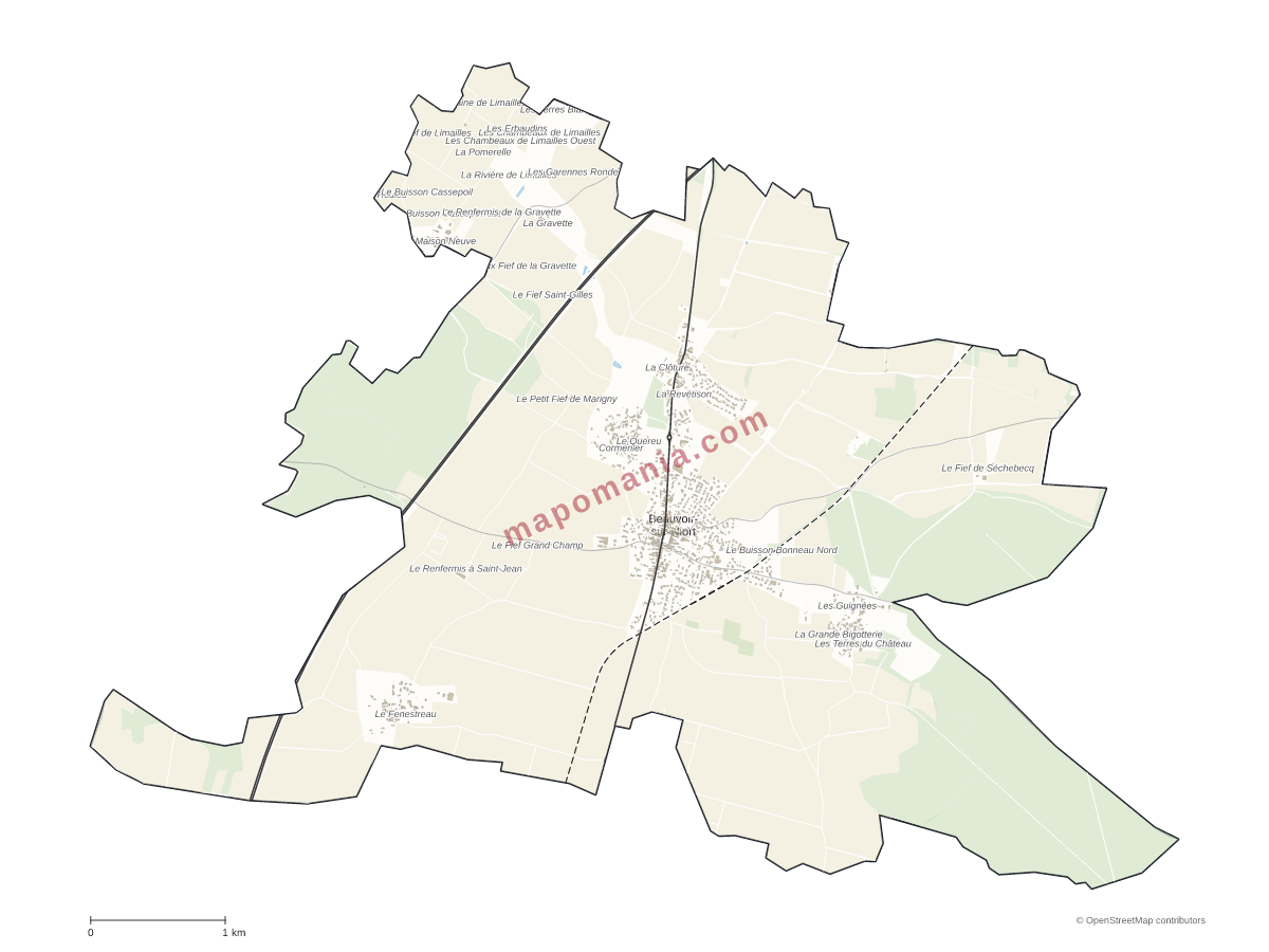 Carte de Beauvoir-sur-Niort à personnaliser
