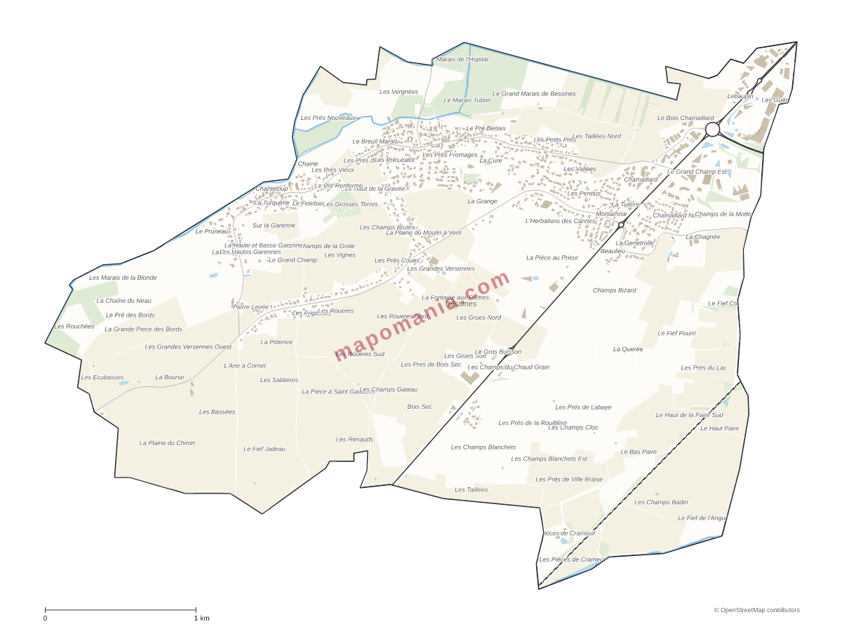 Carte de Bessines à personnaliser