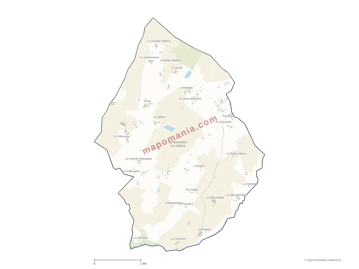 Carte de La Boissière-en-Gâtine à personnaliser