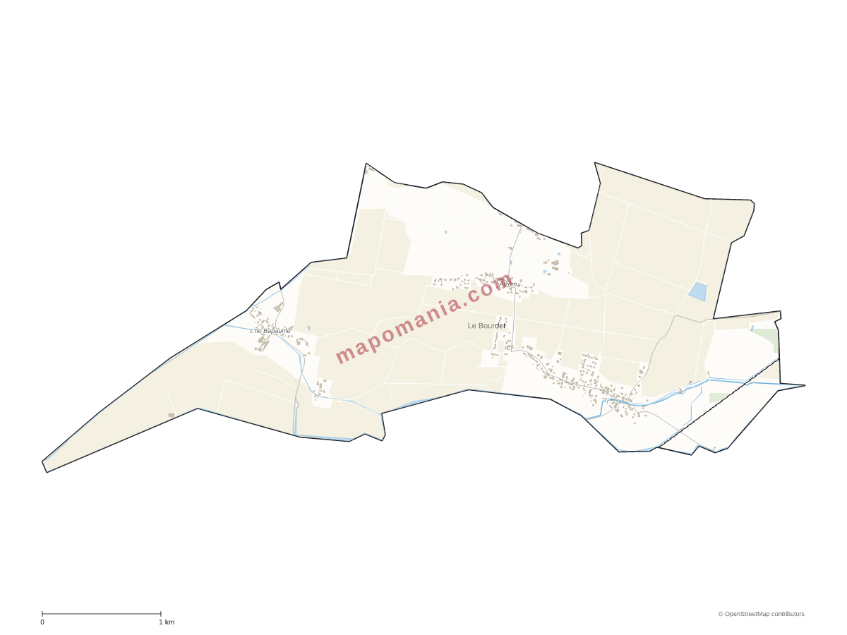 Carte de Le Bourdet à personnaliser