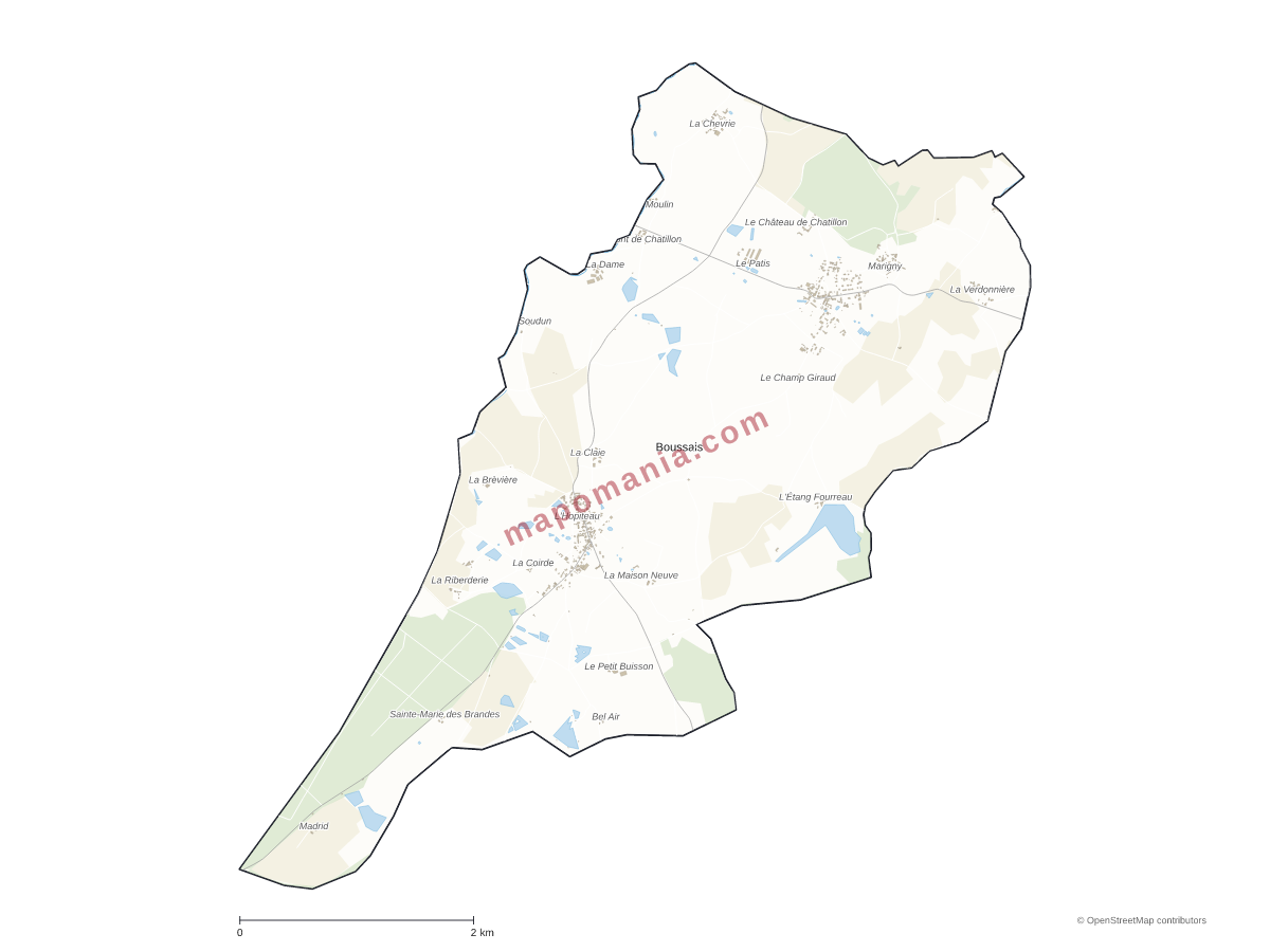 Carte de Boussais à personnaliser