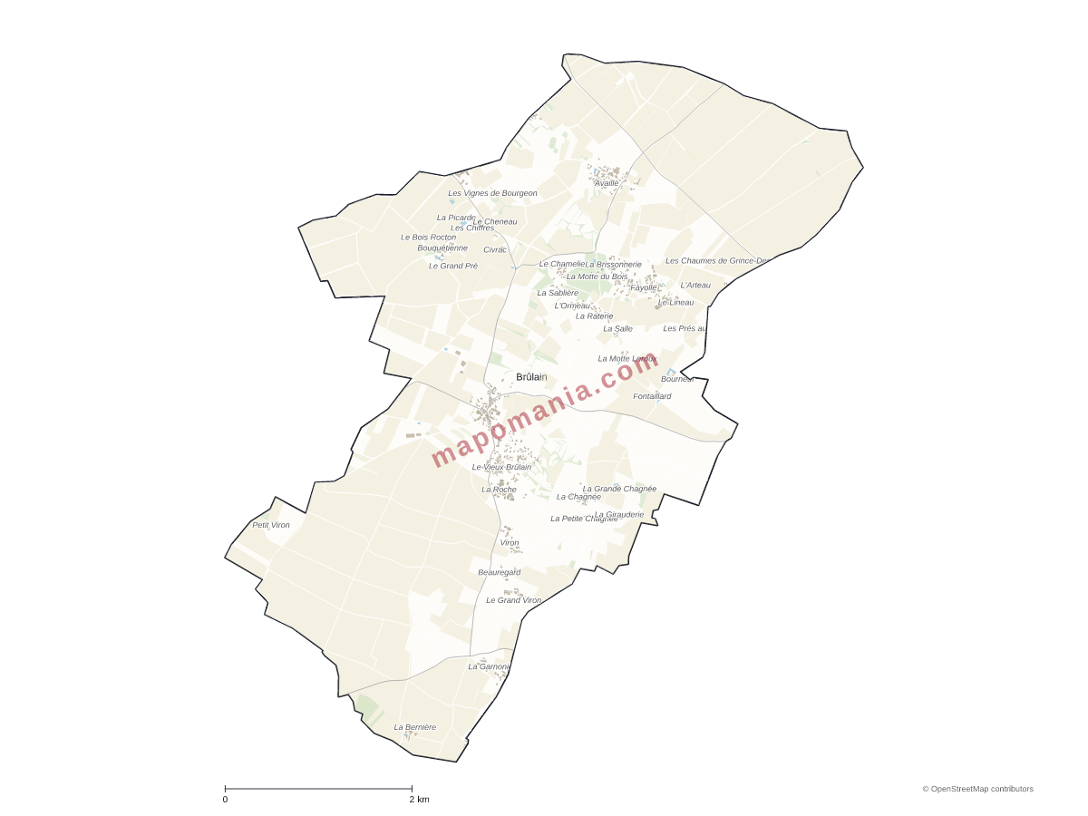 Carte de Brûlain à personnaliser