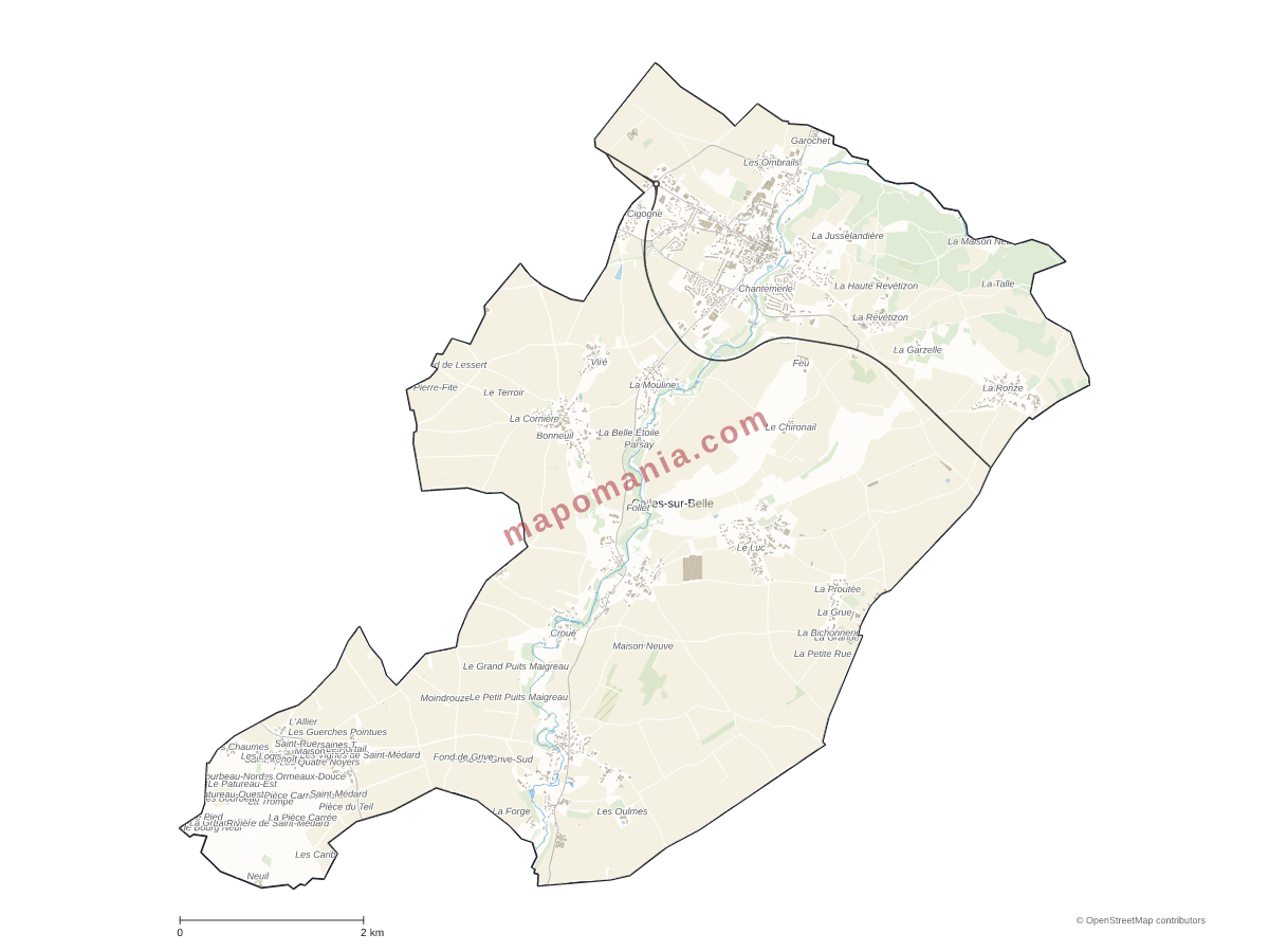 Carte de Celles-sur-Belle à personnaliser