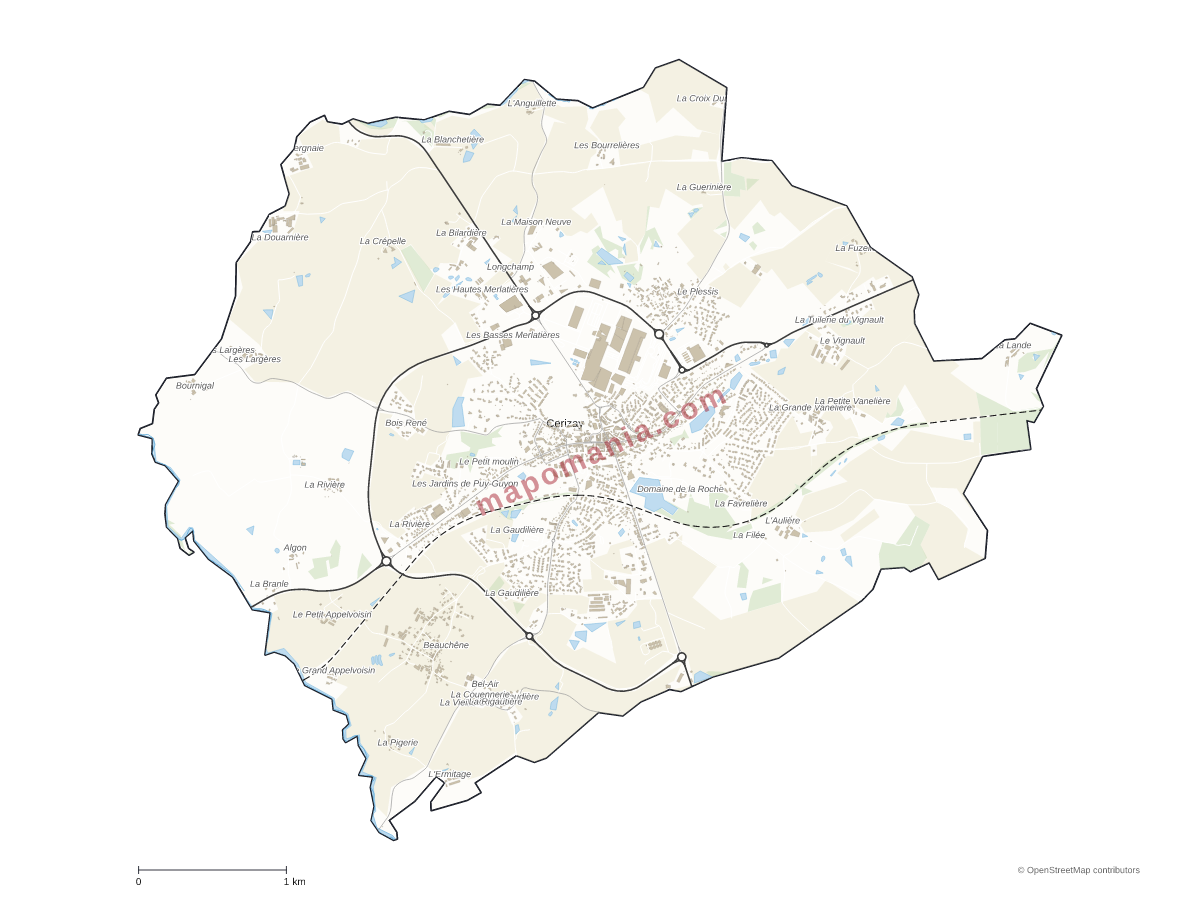 Carte de Cerizay à personnaliser