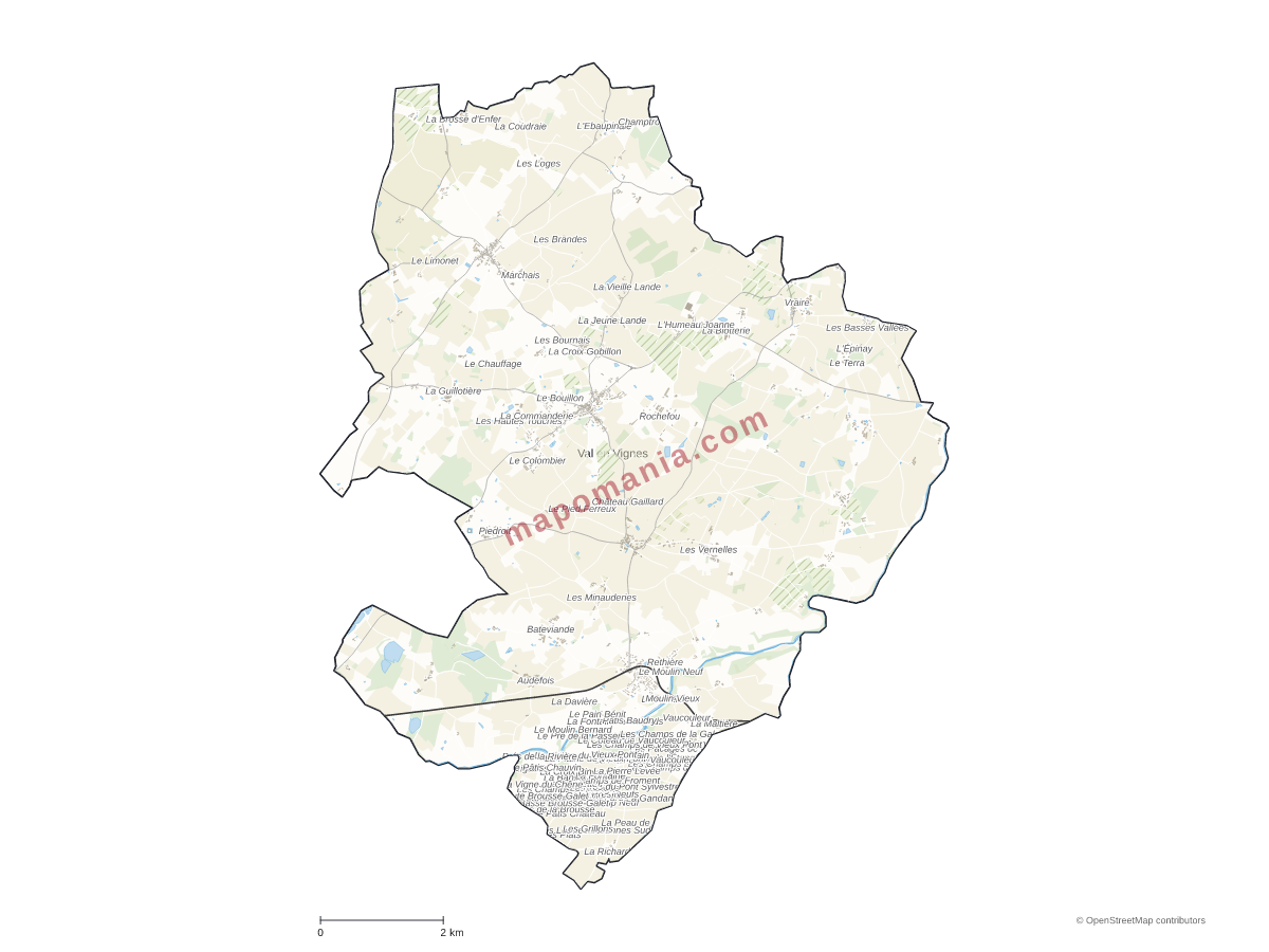 Carte de Val en Vignes à personnaliser