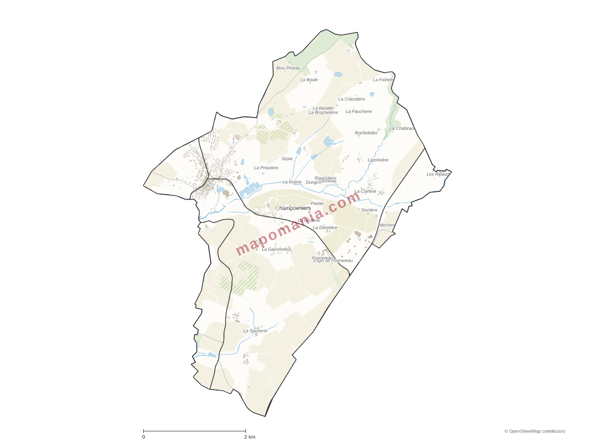 Carte de Champdeniers à personnaliser