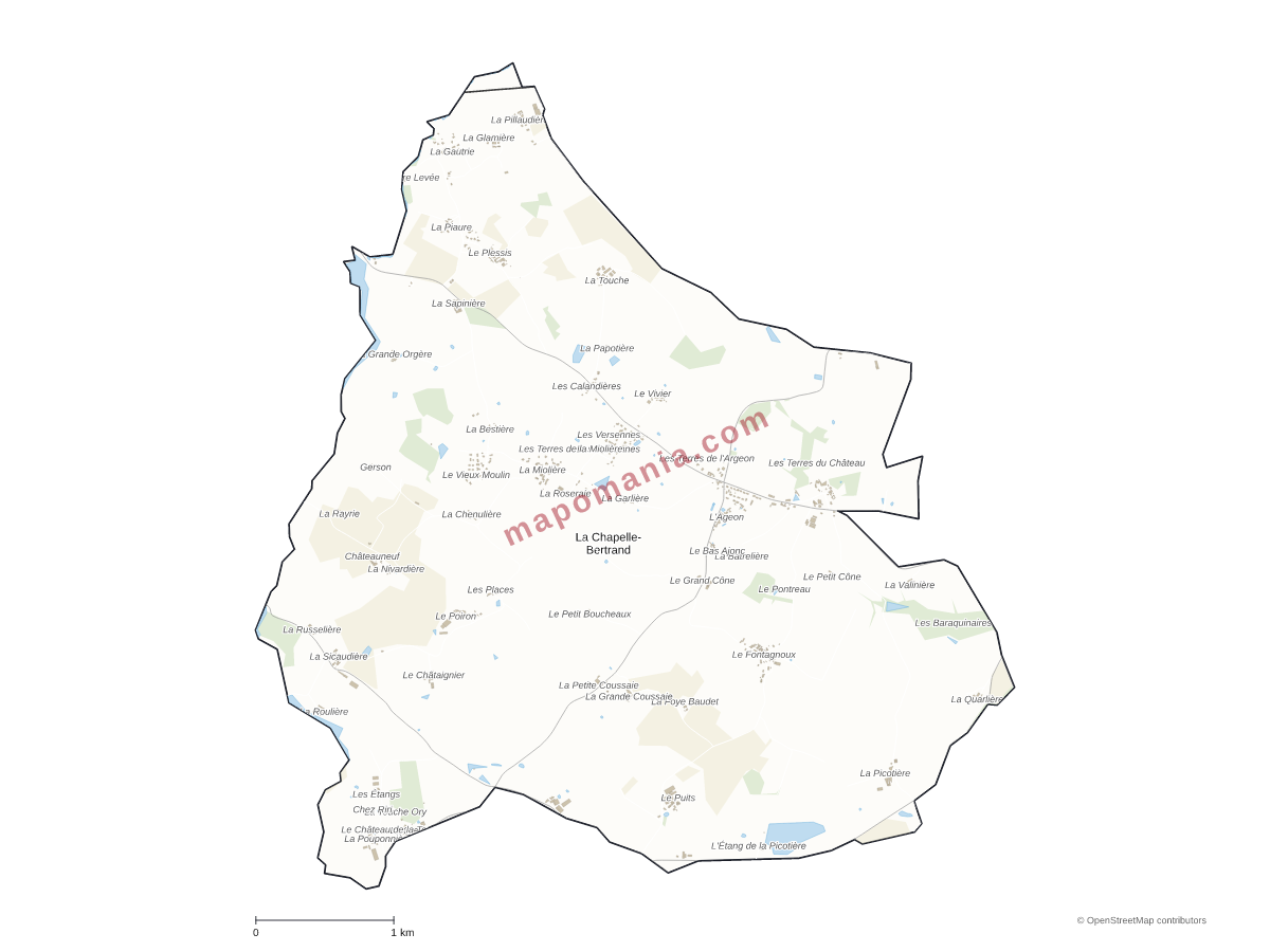 Carte de La Chapelle-Bertrand à personnaliser