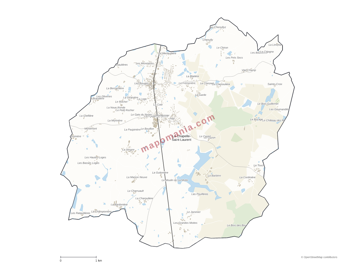 Carte de La Chapelle-Saint-Laurent à personnaliser
