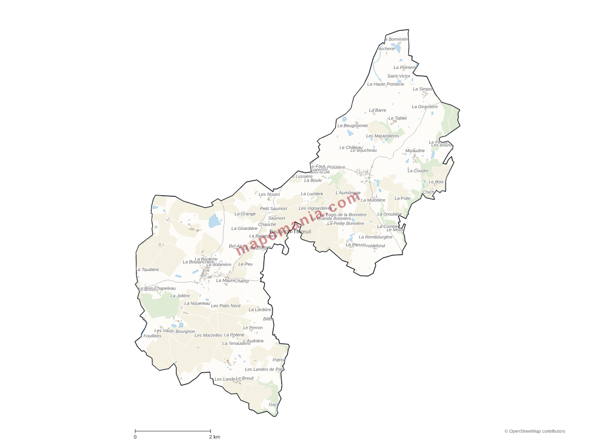 Carte de Beugnon-Thireuil à personnaliser