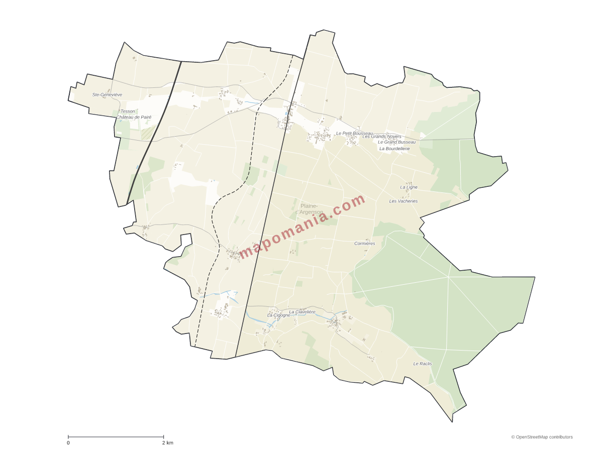 Carte de Plaine-d'Argenson à personnaliser