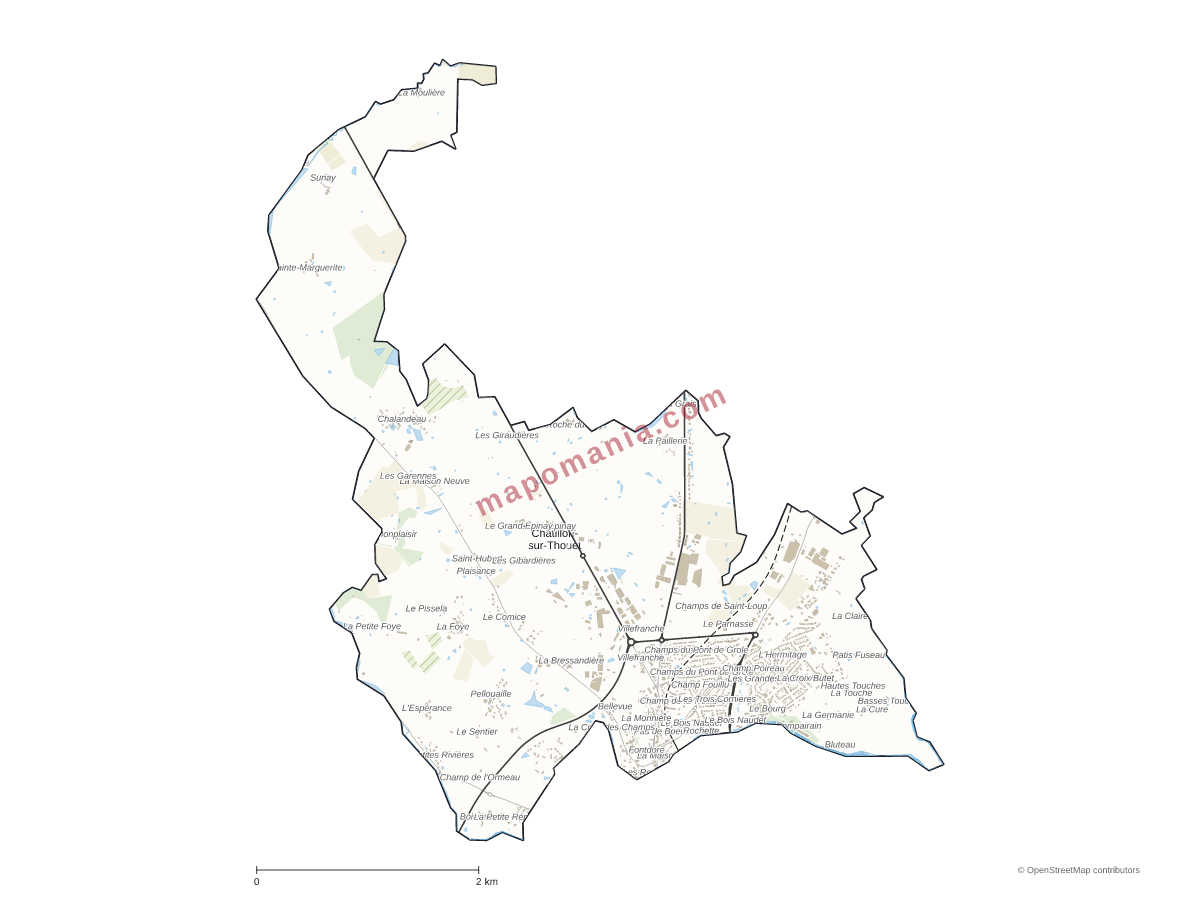 Carte de Châtillon-sur-Thouet à personnaliser