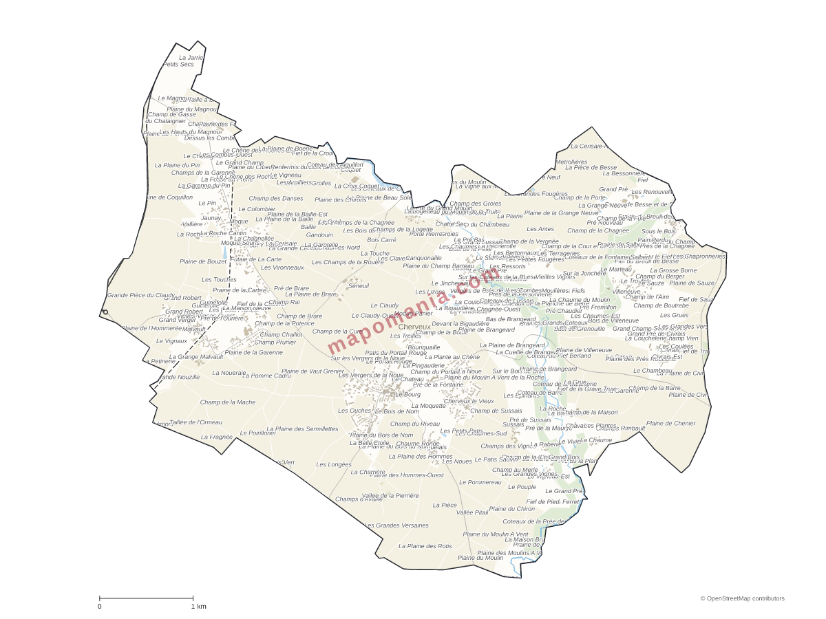 Carte de Cherveux à personnaliser