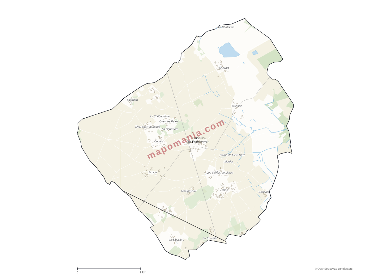 Carte de Clussais-la-Pommeraie à personnaliser