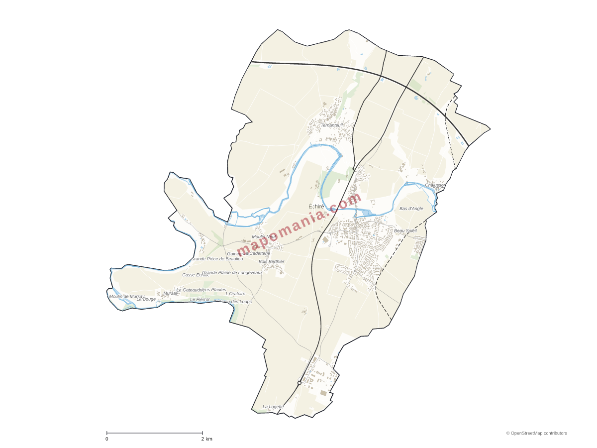 Carte de Échiré à personnaliser