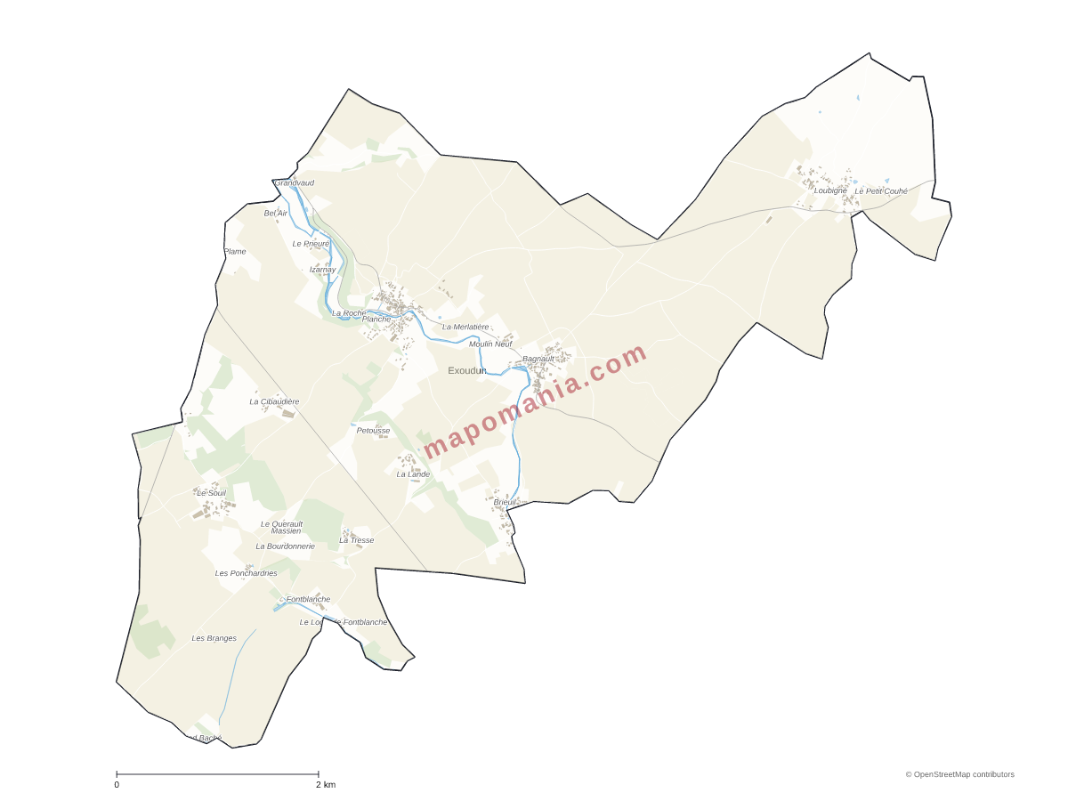 Carte de Exoudun à personnaliser