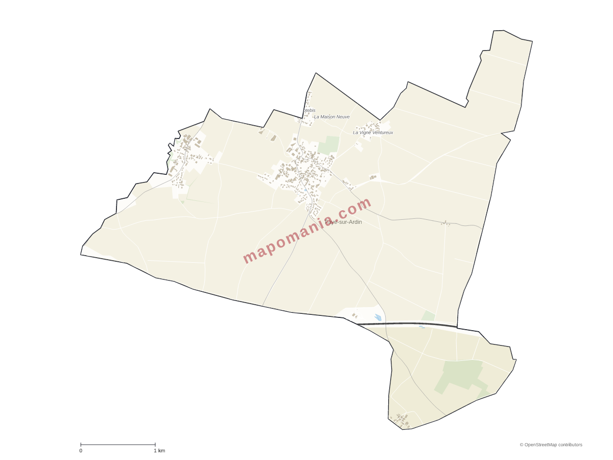 Carte de Faye-sur-Ardin à personnaliser