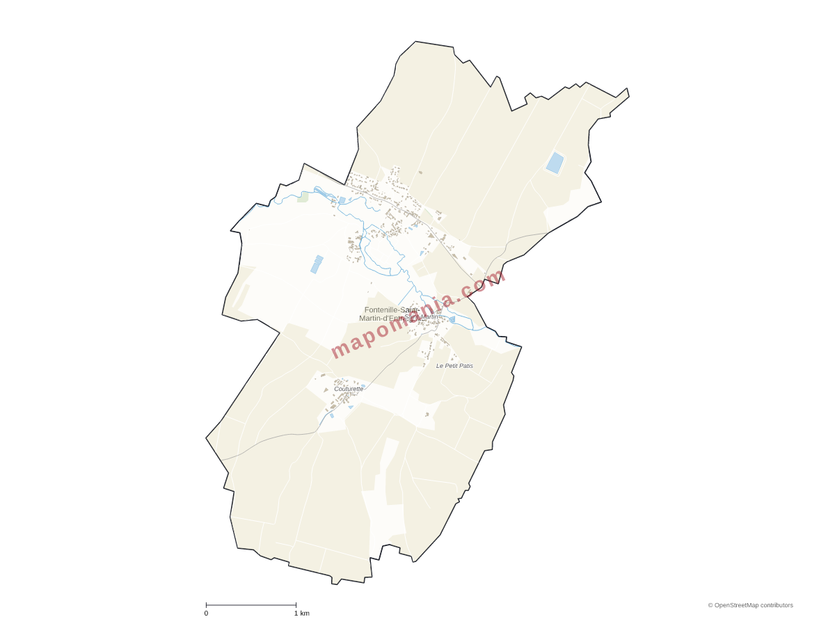 Carte de Fontenille-Saint-Martin-d'Entraigues à personnaliser