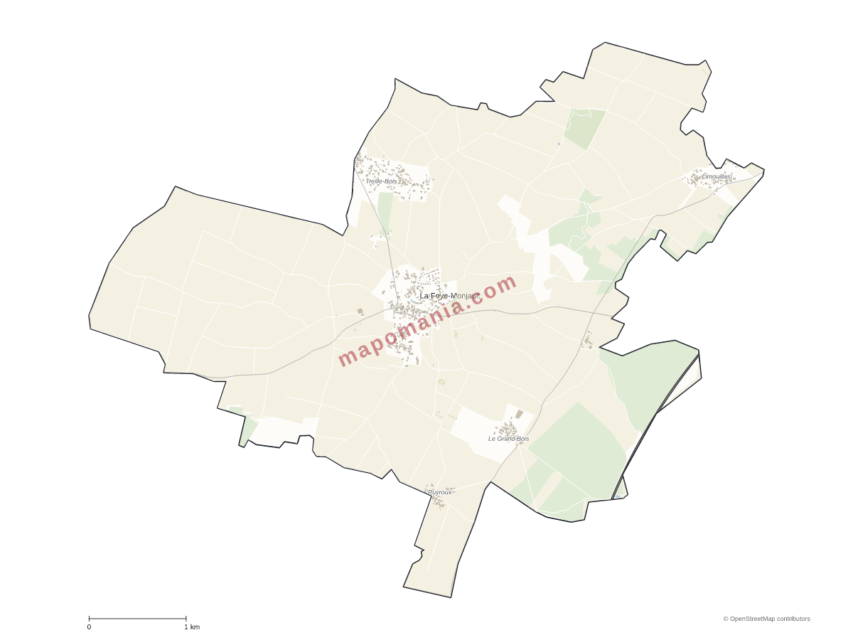 Carte de La Foye-Monjault à personnaliser