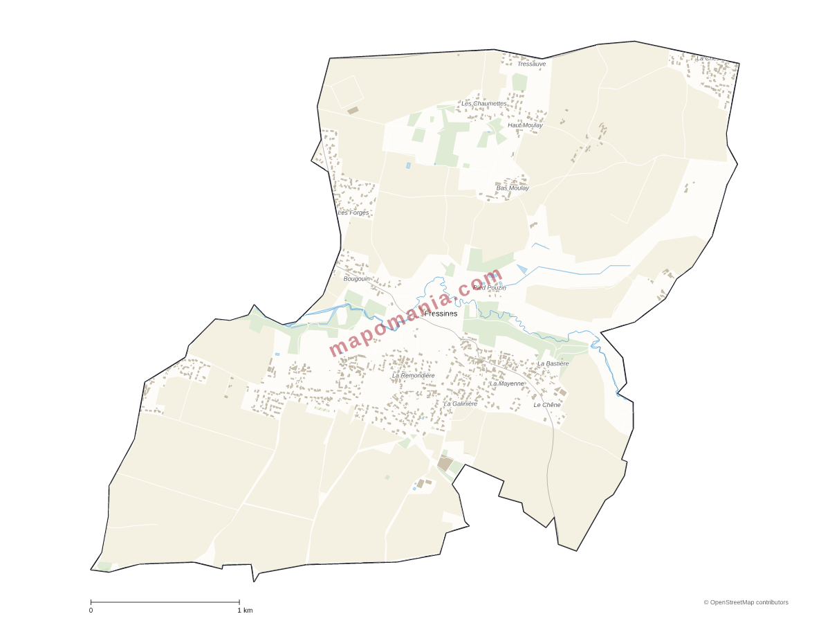 Carte de Fressines à personnaliser
