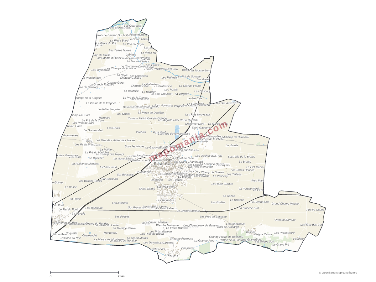 Carte de Frontenay-Rohan-Rohan à personnaliser