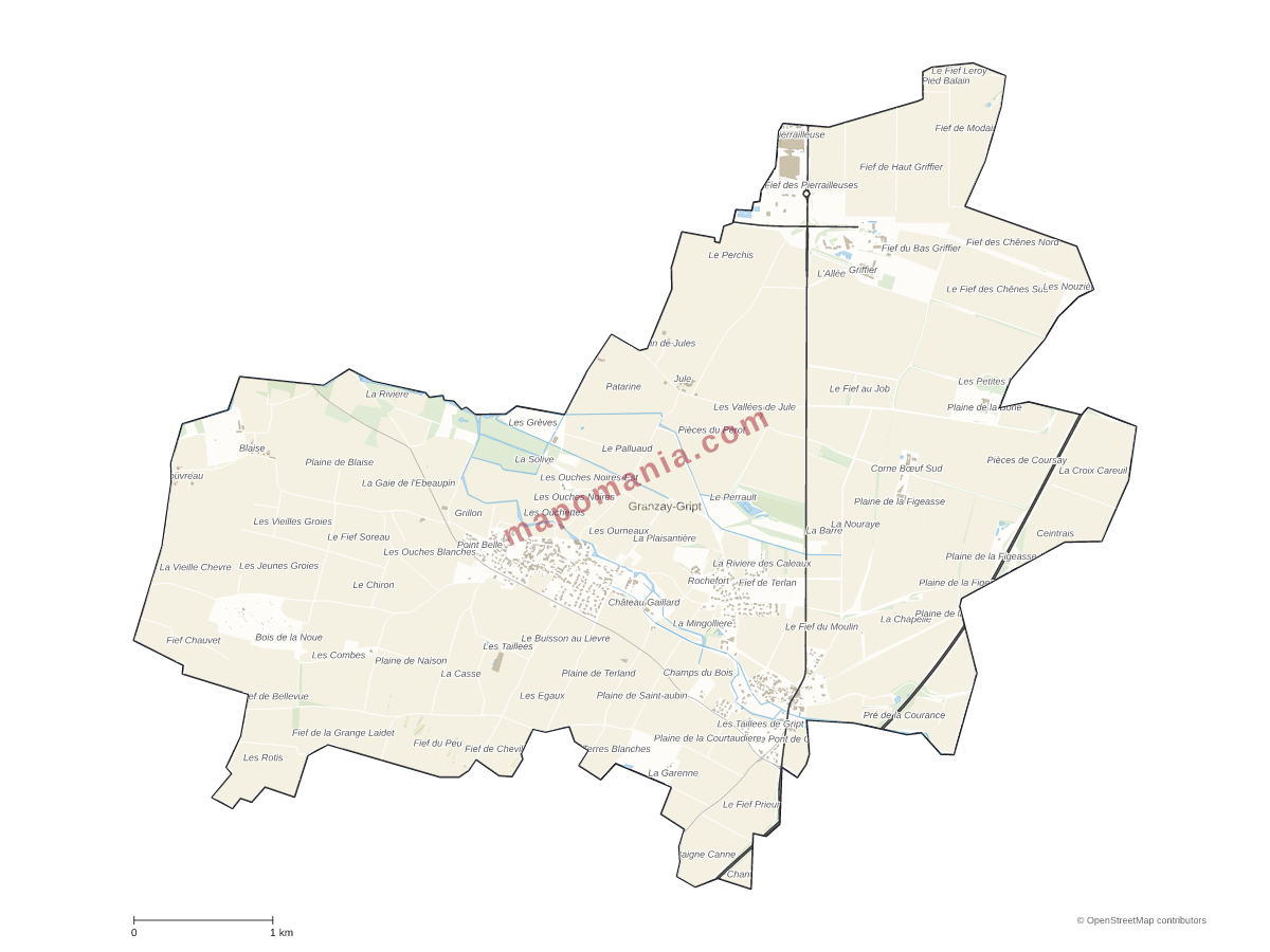 Carte de Granzay-Gript à personnaliser