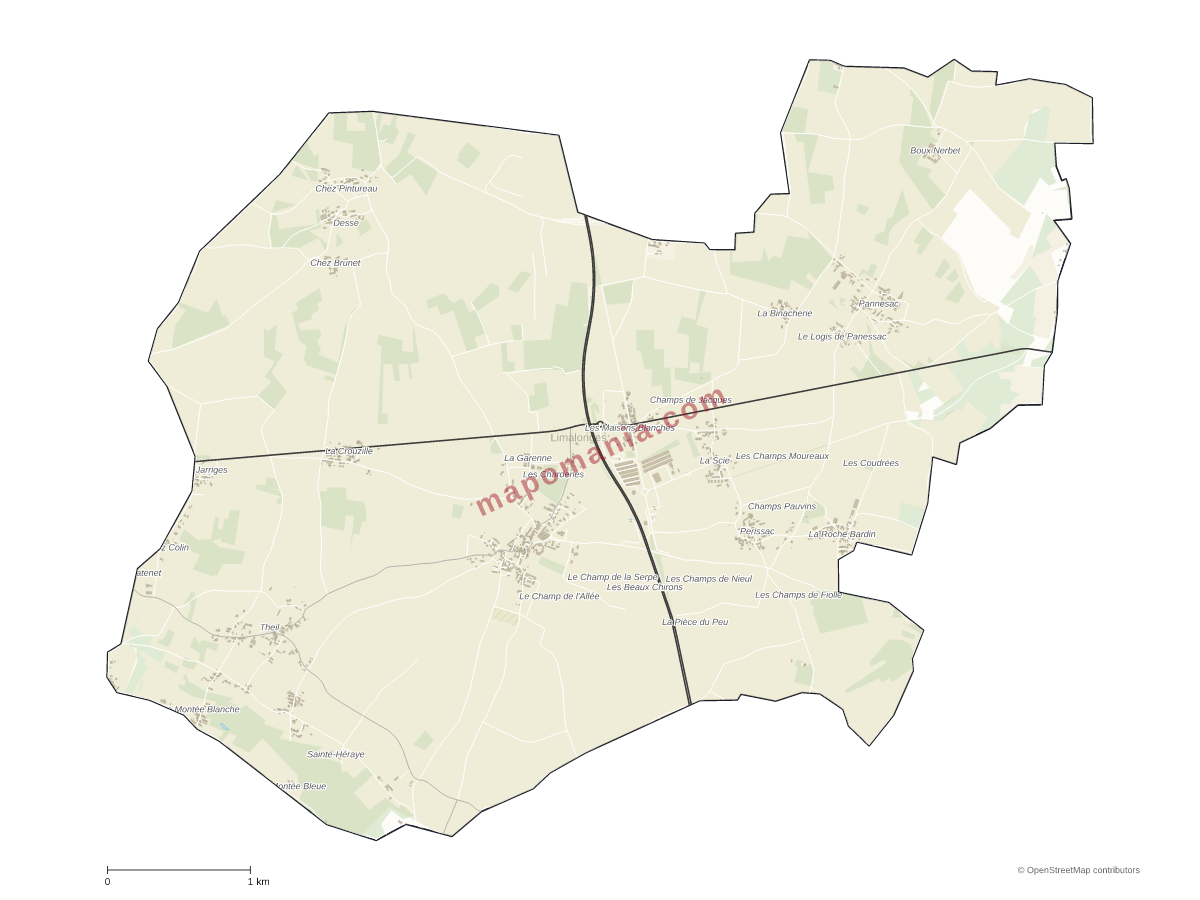 Carte de Limalonges à personnaliser