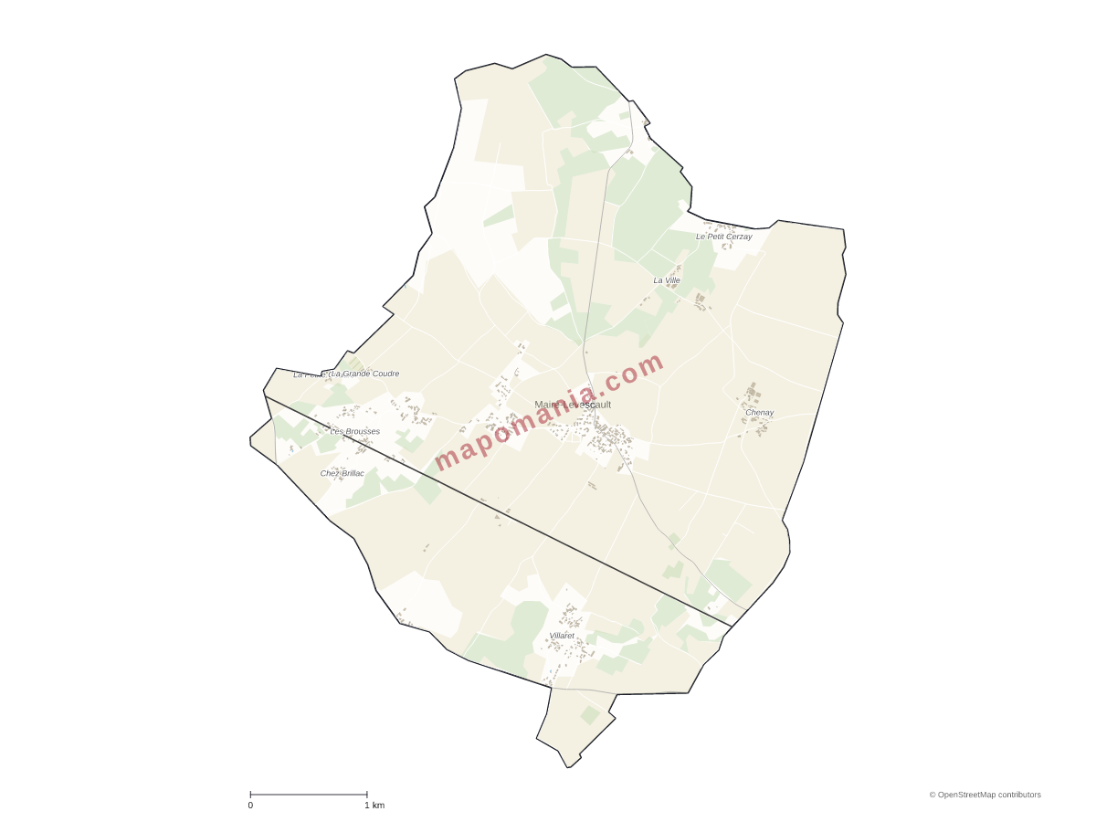 Carte de Mairé-Levescault à personnaliser