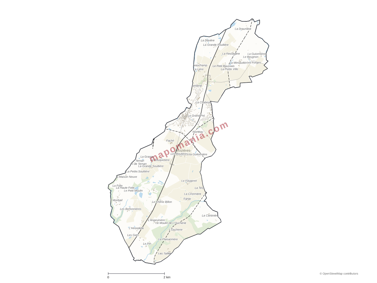 Carte de Mazières-en-Gâtine à personnaliser
