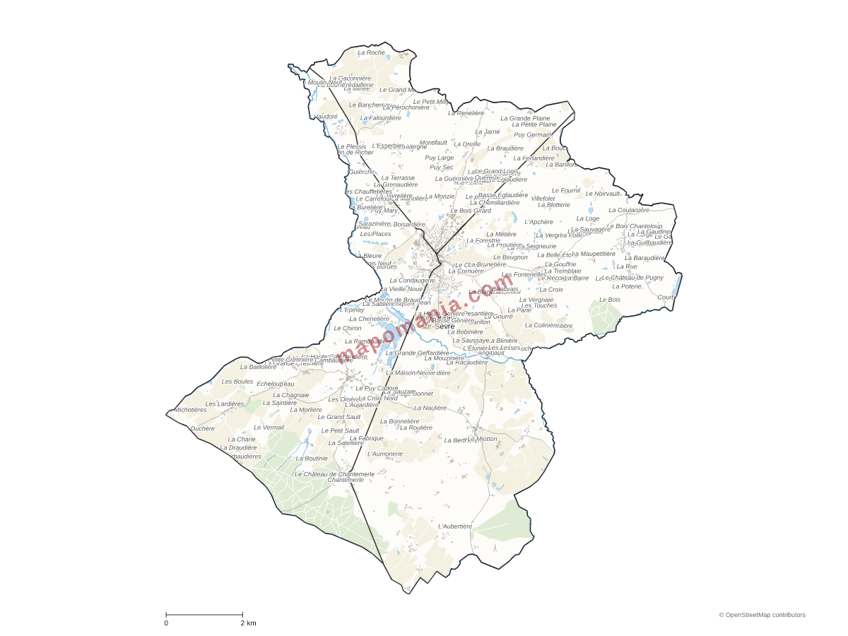Carte de Moncoutant-sur-Sèvre à personnaliser