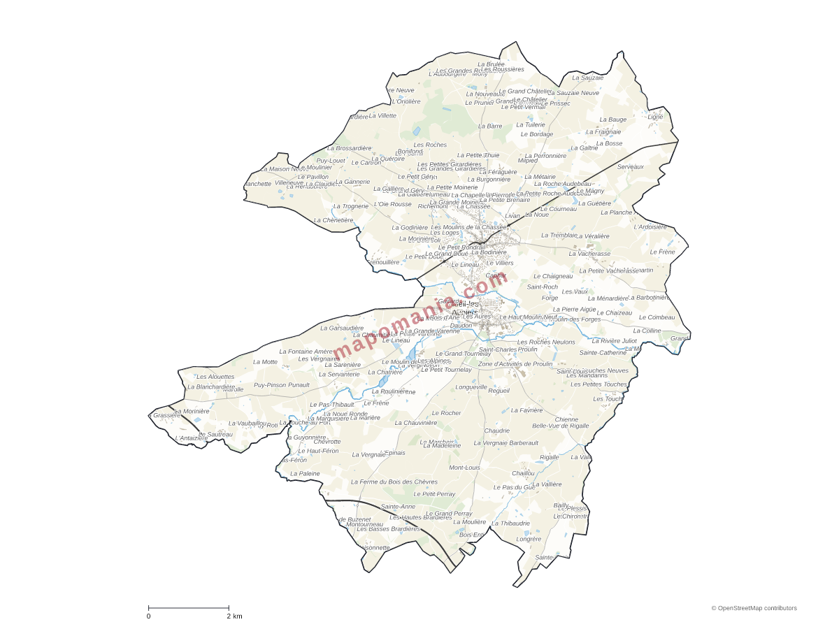 Carte de Nueil-les-Aubiers à personnaliser