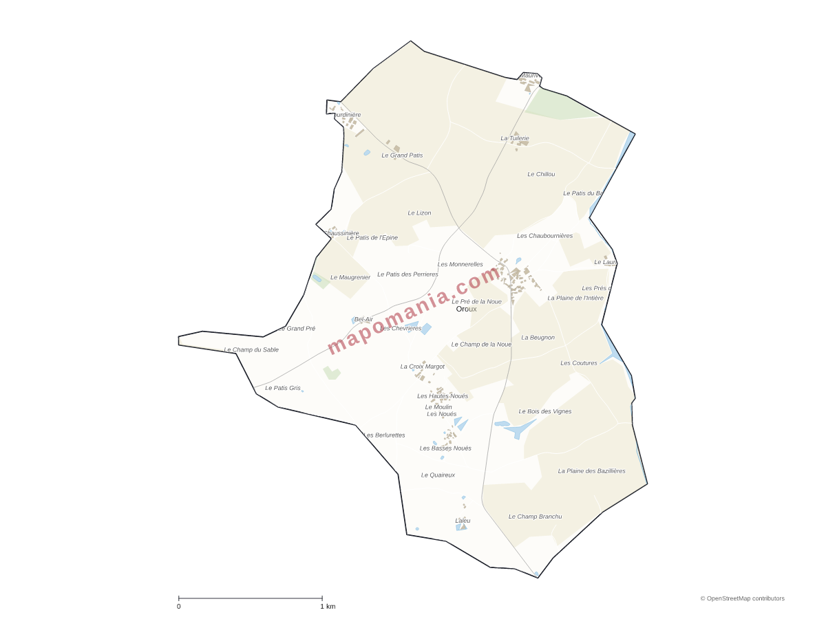 Carte de Oroux à personnaliser
