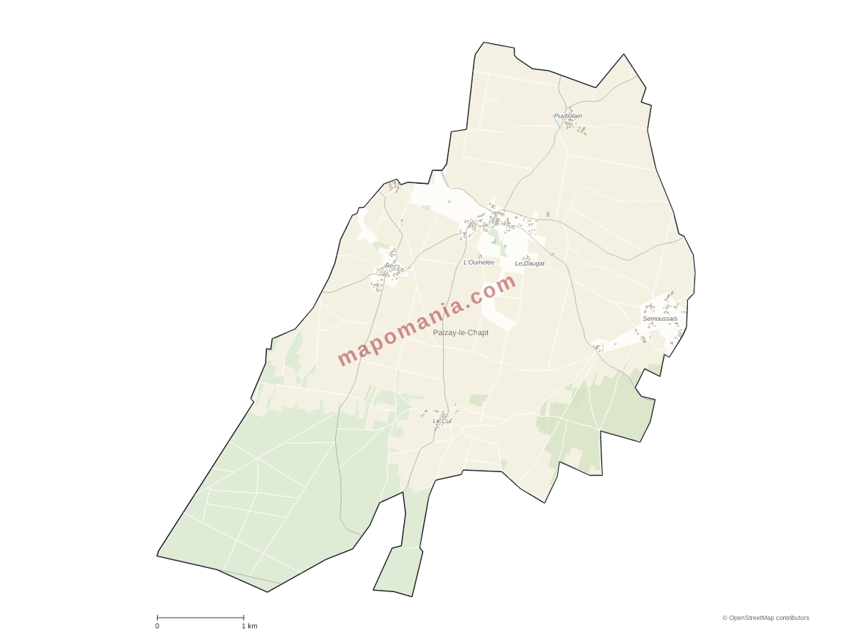 Carte de Paizay-le-Chapt à personnaliser