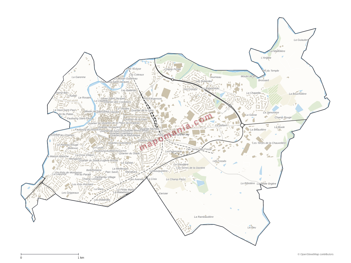 Carte de Parthenay à personnaliser
