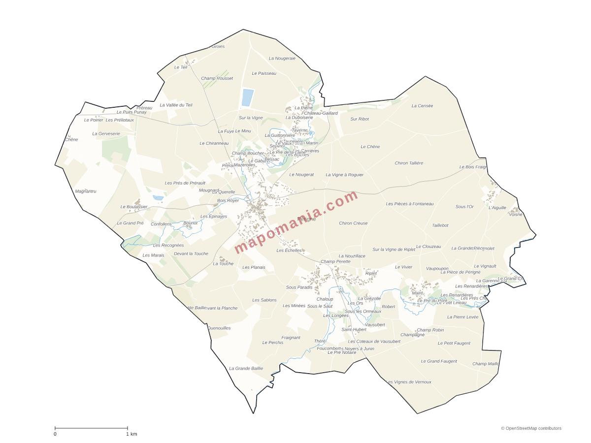Carte de Périgné à personnaliser