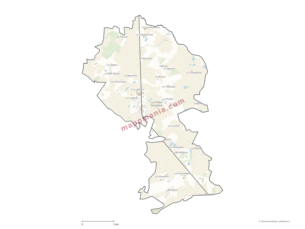 Carte de La Petite-Boissière à personnaliser