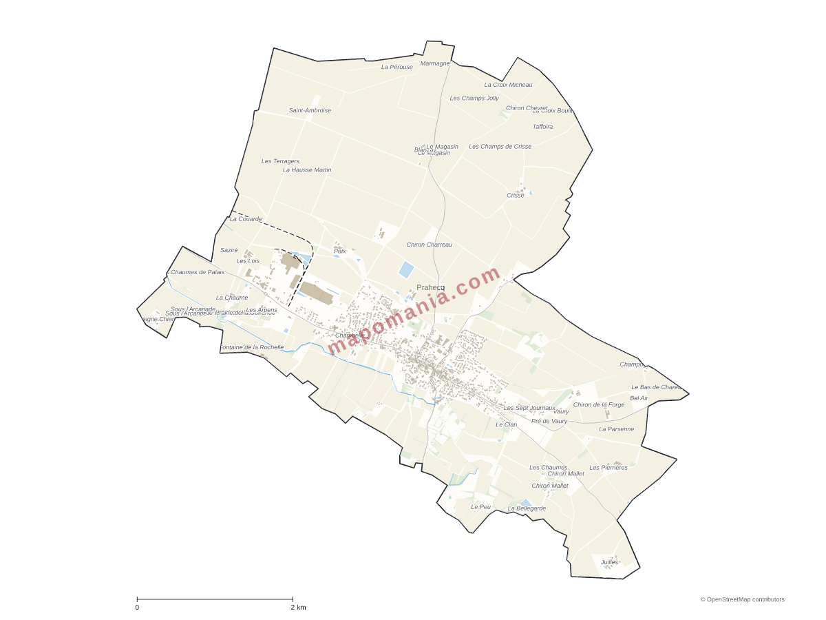 Carte de Prahecq à personnaliser
