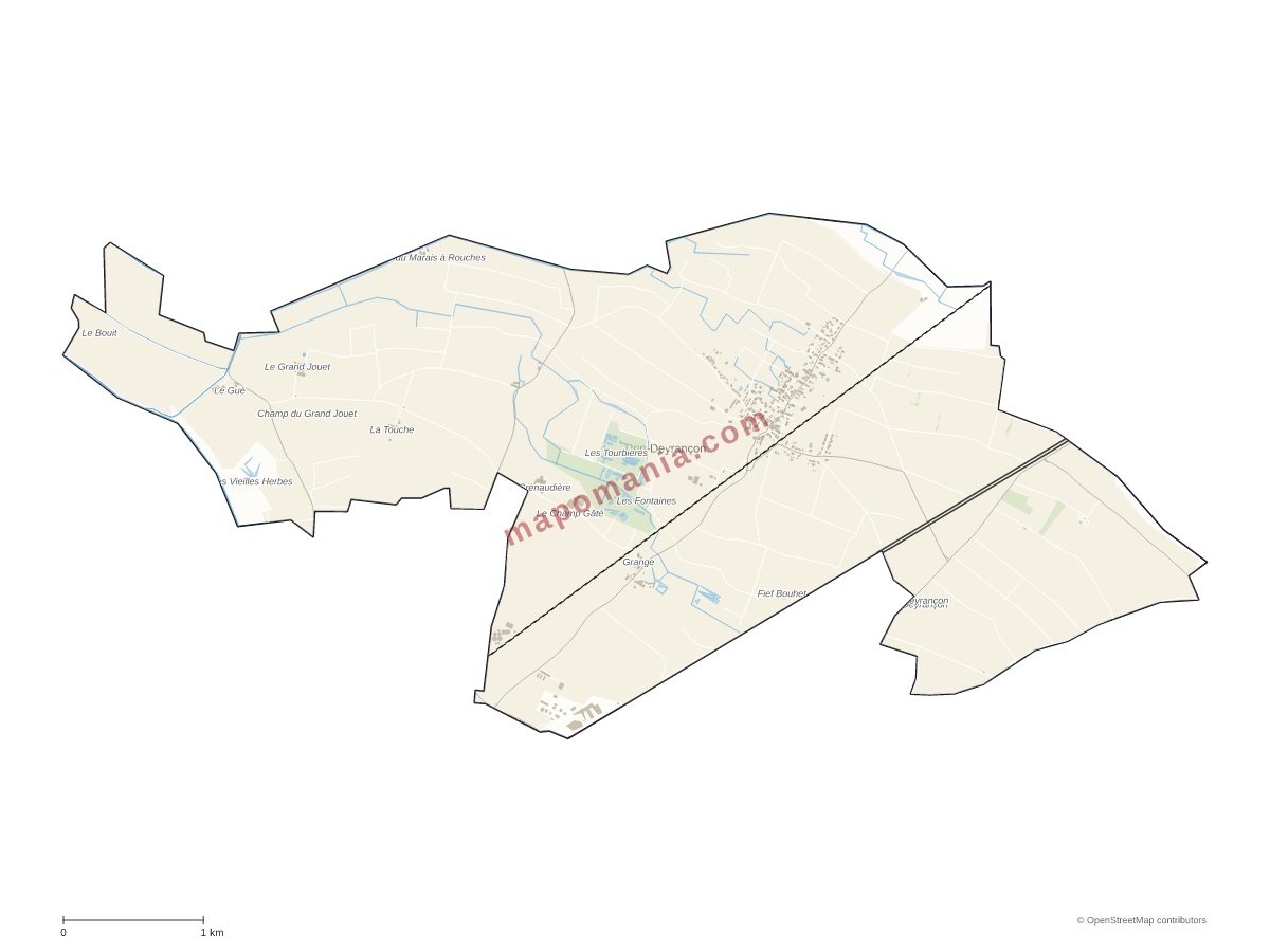 Carte de Prin-Deyrançon à personnaliser