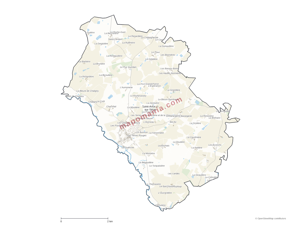 Carte de Saint-Amand-sur-Sèvre à personnaliser
