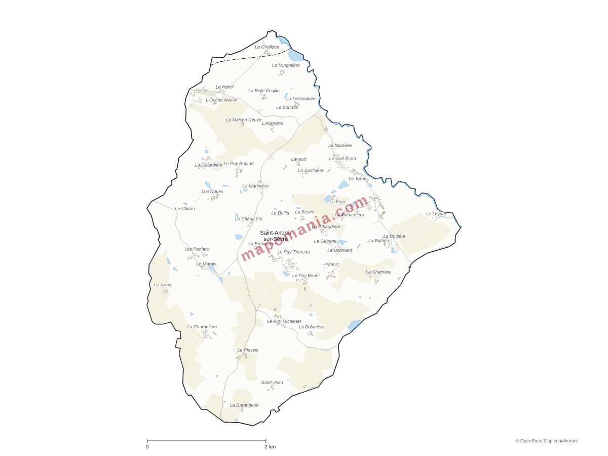 Carte de Saint-André-sur-Sèvre à personnaliser