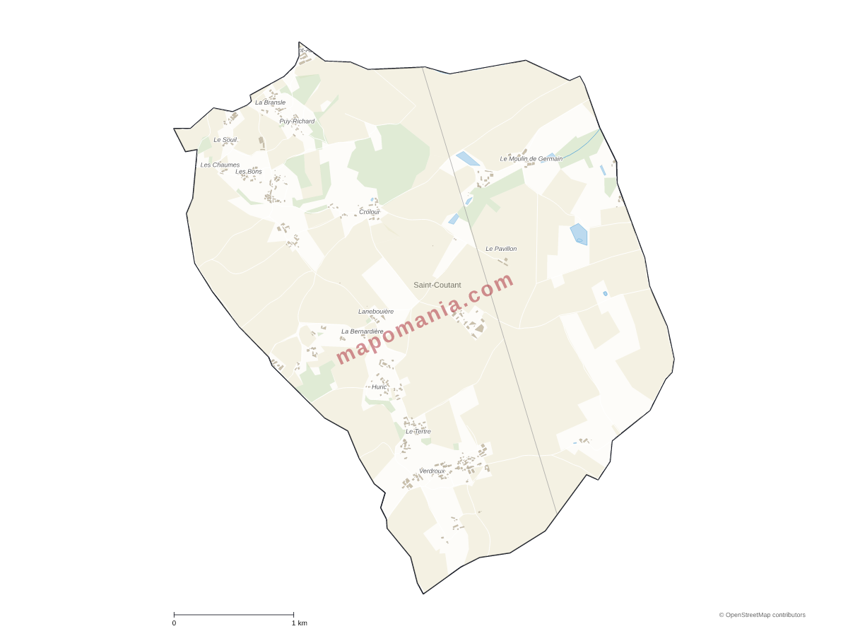 Carte de Saint-Coutant à personnaliser