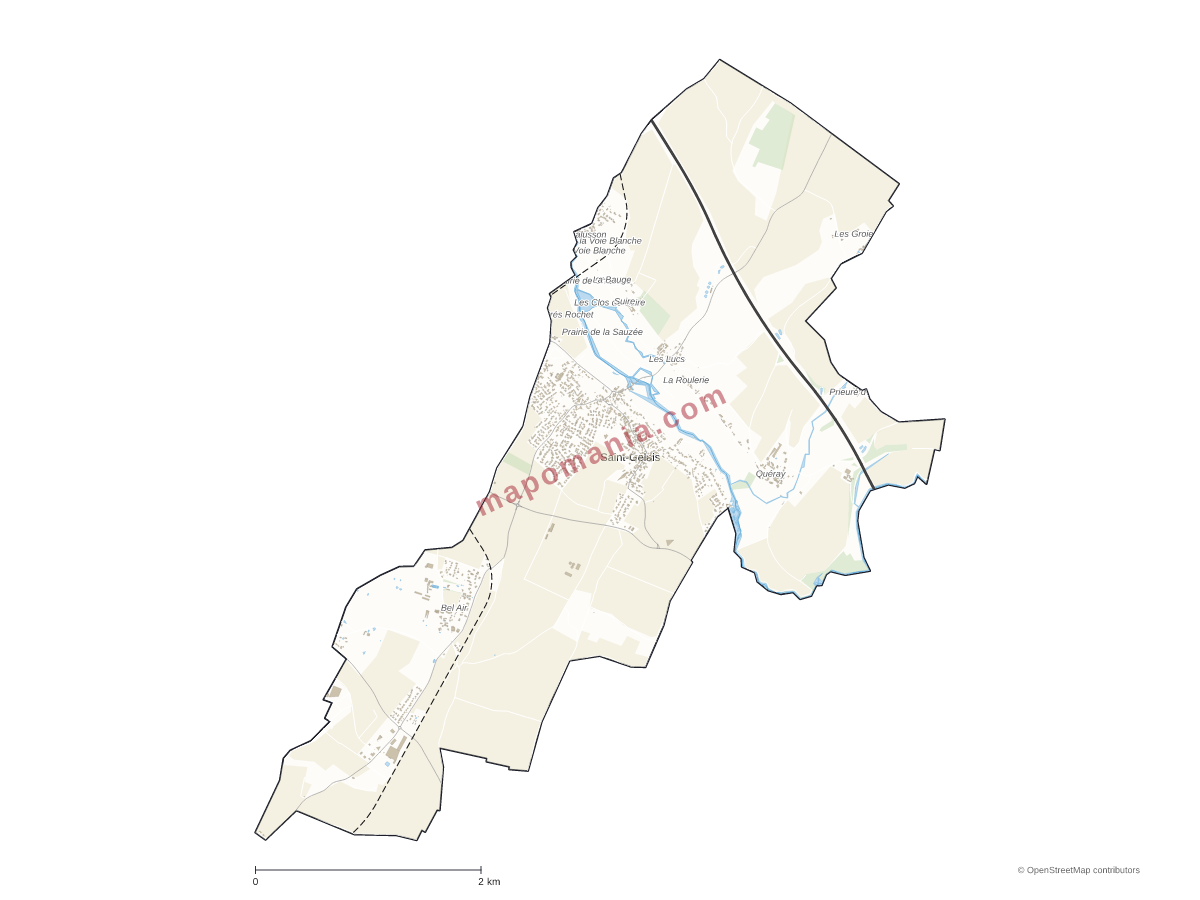 Carte de Saint-Gelais à personnaliser