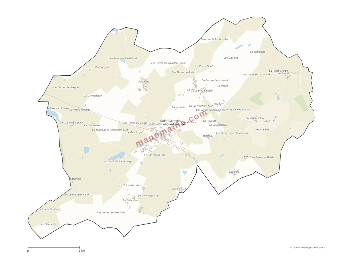 Carte de Saint-Germain-de-Longue-Chaume à personnaliser