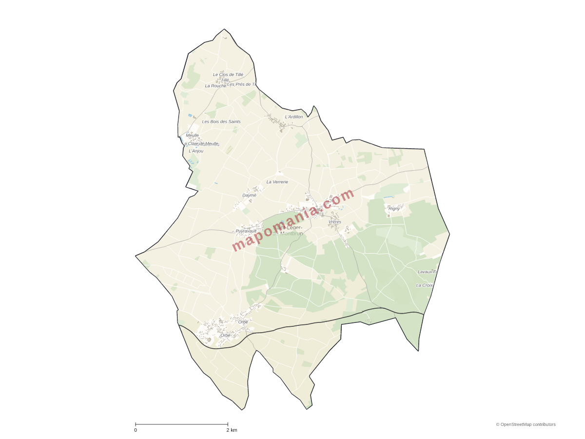 Carte de Saint-Léger-de-Montbrun à personnaliser