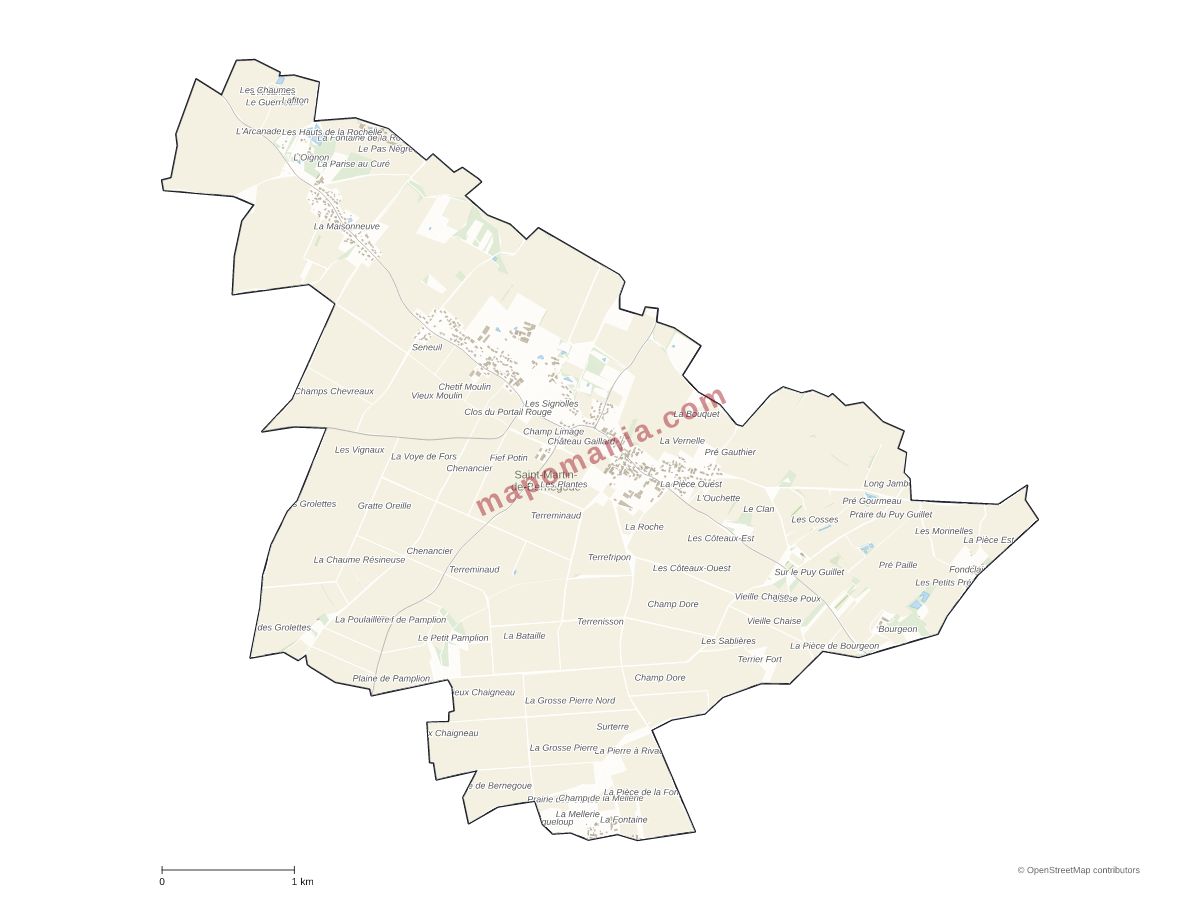 Carte de Saint-Martin-de-Bernegoue à personnaliser