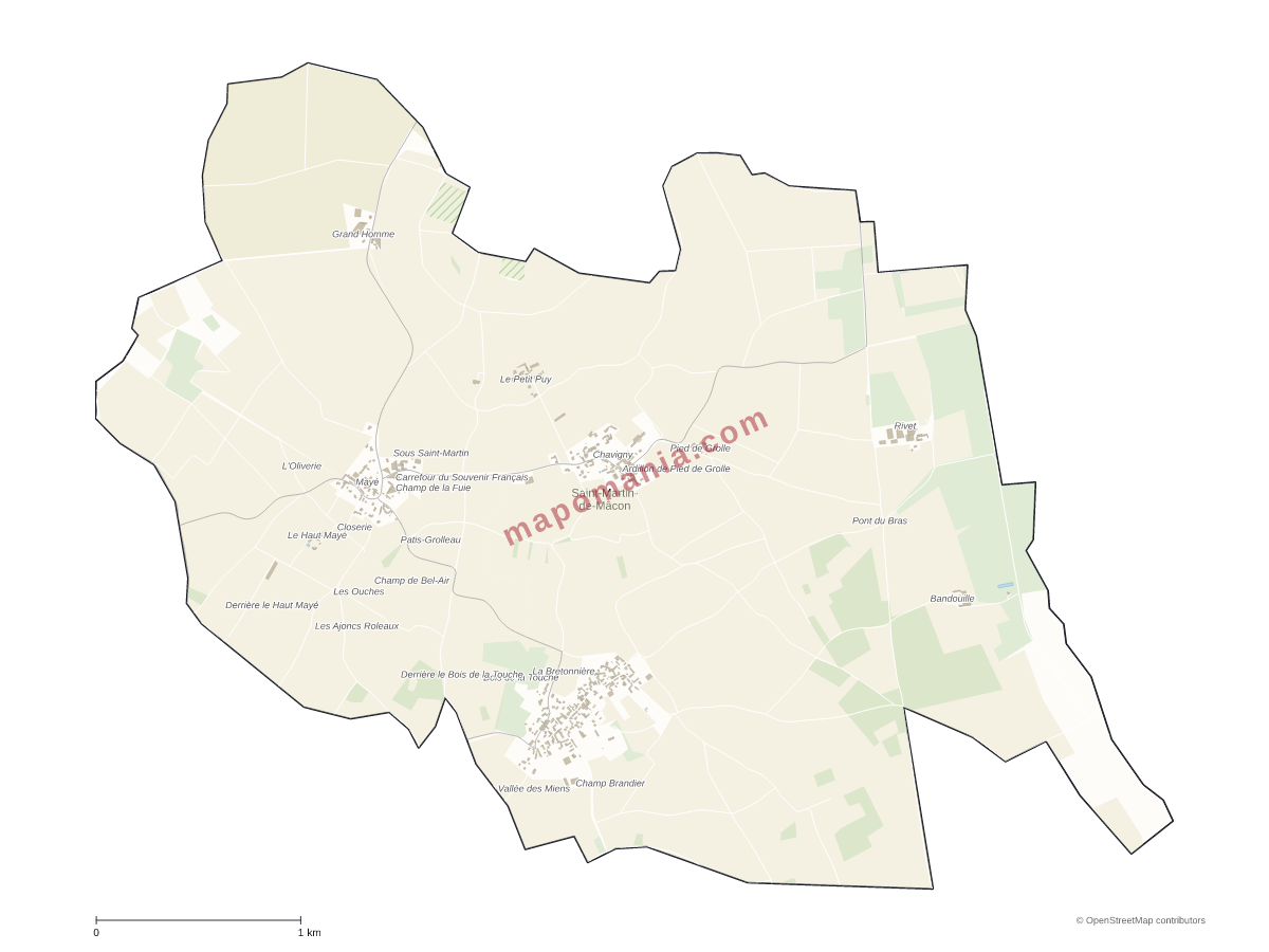 Carte de Saint-Martin-de-Mâcon à personnaliser