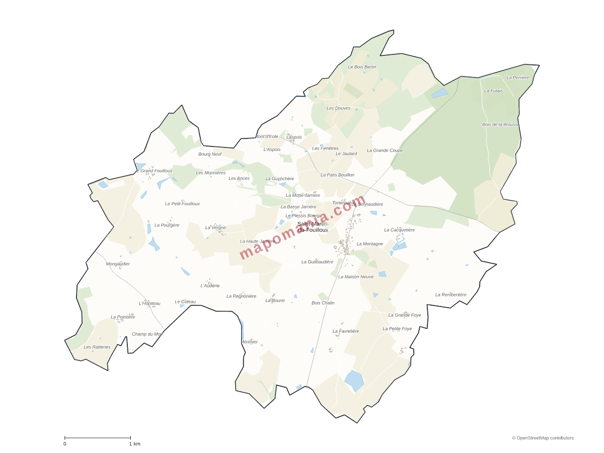 Carte de Saint-Martin-du-Fouilloux à personnaliser