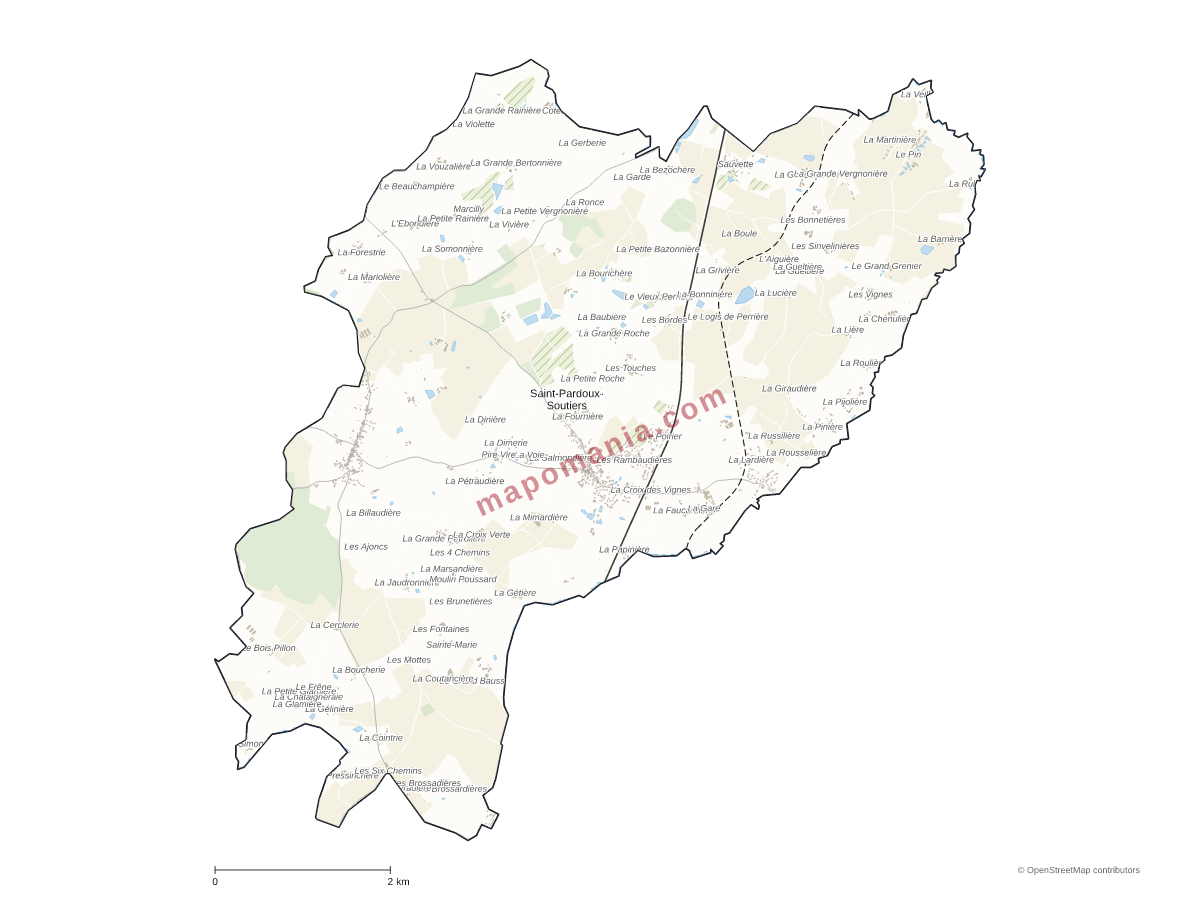 Carte de Saint-Pardoux-Soutiers à personnaliser